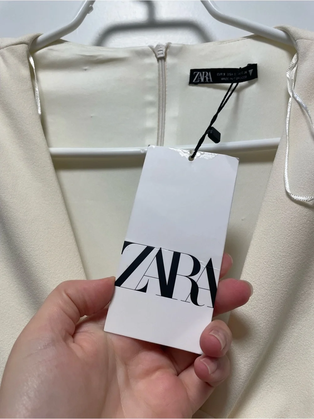 Zara White Ruched Twist-Front Long-Sleeve Mini Dress - Picture 3 of 5